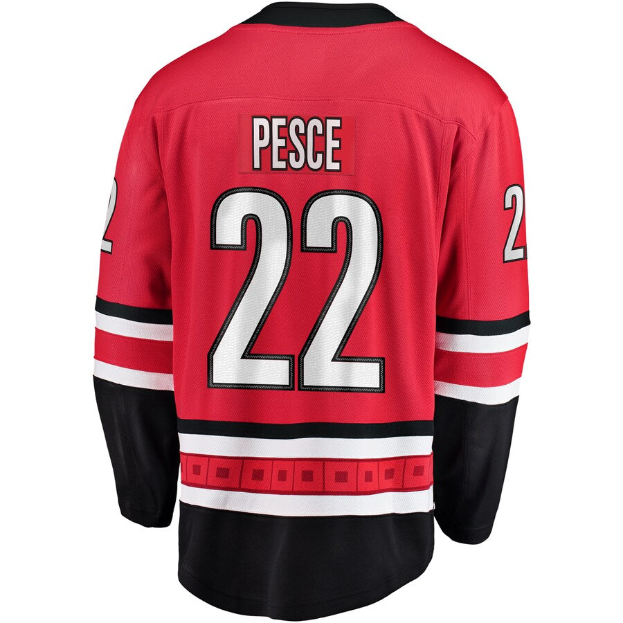 C.Hurricanes #22 Brett Pesce Fanatics Branded Breakaway Player Jersey Red Stitched American Hockey Jersey UNEC
