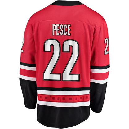 C.Hurricanes #22 Brett Pesce Fanatics Branded Breakaway Player Jersey Red Stitched American Hockey Jersey UNEC