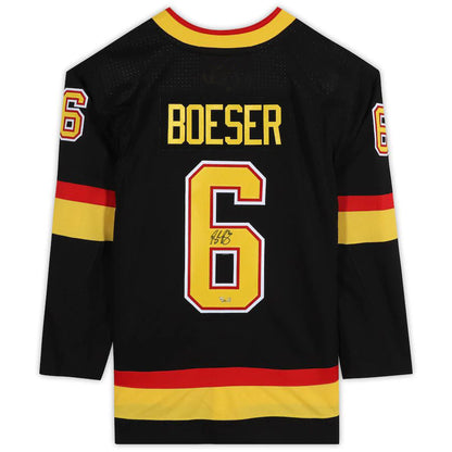 V.Canucks #6 Brock Boeser Fanatics Authentic Autographed Black Alternate Jersey Black Stitched American Hockey Jersey UNEC