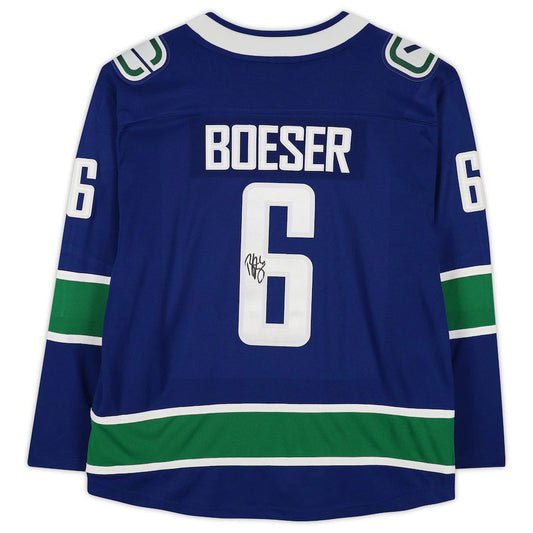 V.Canucks #6 Brock Boeser Fanatics Authentic Autographed Breakaway Jersey Blue Stitched American Hockey Jersey UNEC