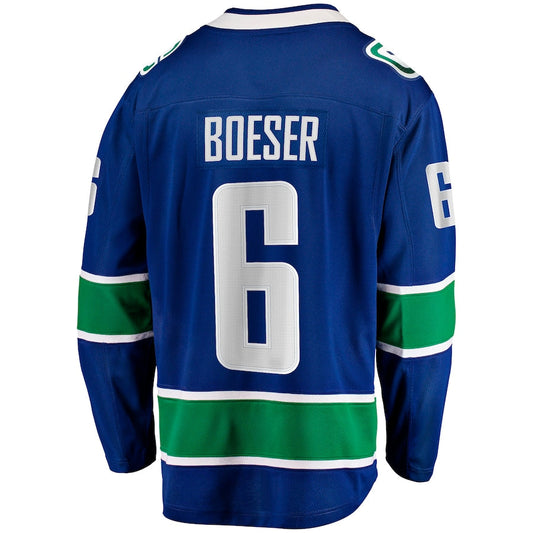 V.Canucks #6 Brock Boeser Fanatics Branded Home Breakaway Jersey Blue Stitched American Hockey Jersey UNEC