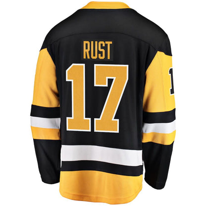 P.Penguins #17 Bryan Rust Fanatics Branded Home Breakaway Player Jersey Black Stitched American Hockey Jersey UNEC