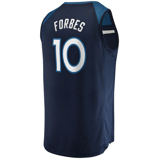 M.Timberwolves #10 Bryn Forbes Fanatics Branded Fast Break Replica Jersey  Icon Edition Navy Stitched American Basketball Jersey UNEC