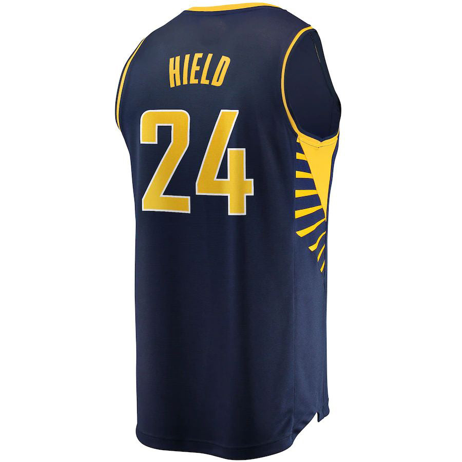 IN.Pacers #24 Buddy Hield Fanatics Branded 2021-22 Fast Break Replica Jersey Icon Edition Navy Stitched American Basketball Jersey UNEC