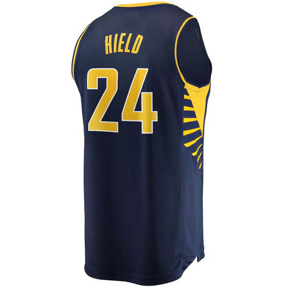 IN.Pacers #24 Buddy Hield Fanatics Branded 2021-22 Fast Break Replica Jersey Icon Edition Navy Stitched American Basketball Jersey UNEC