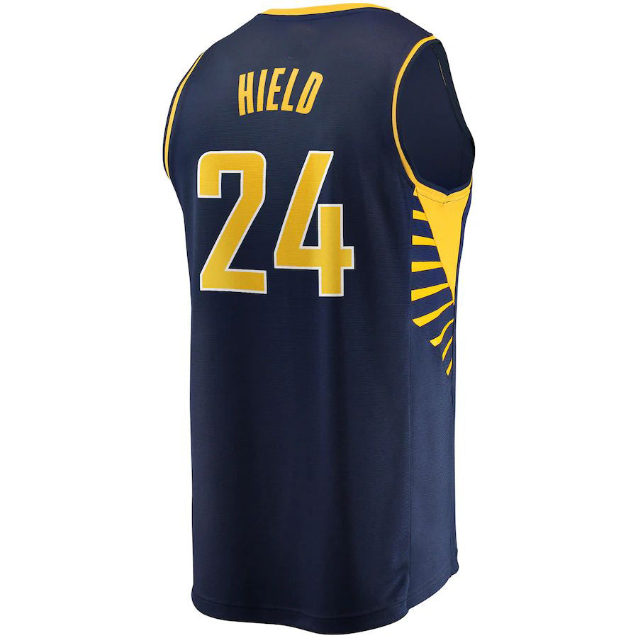IN.Pacers #24 Buddy Hield Fanatics Branded 2022-23 Fast Break Replica Jersey Navy Icon Edition Stitched American Basketball Jersey UNEC