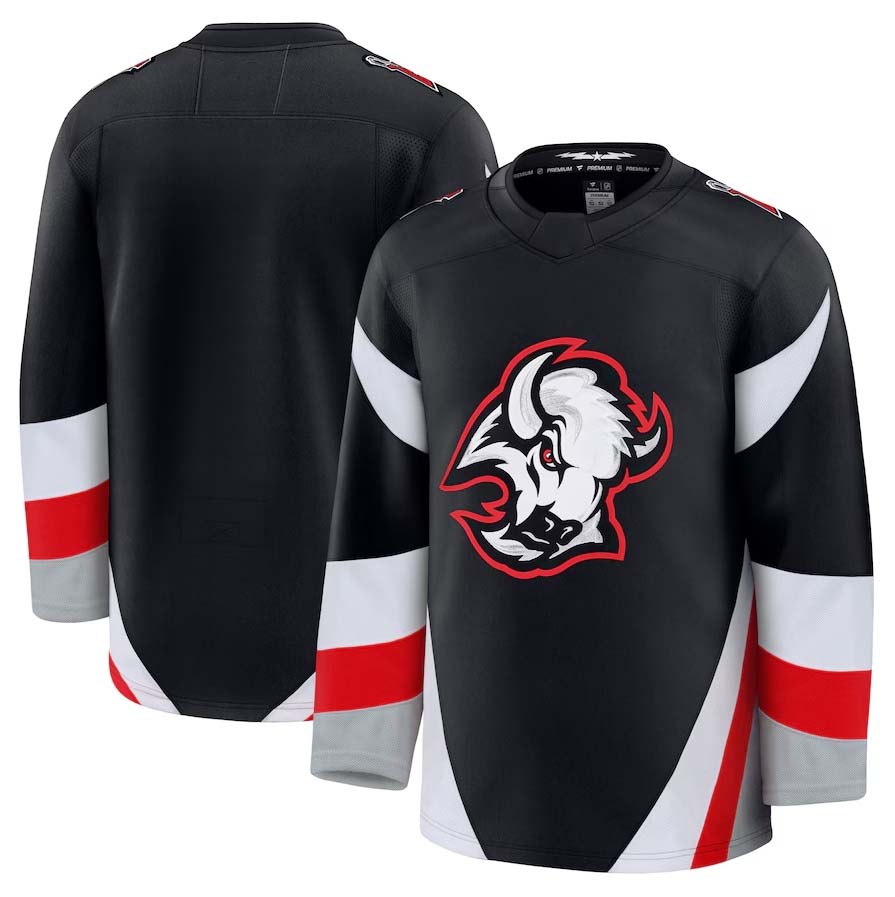 B.Sabres Fanatics Alternate Premium Jersey - Black Stitched American Hockey Jersey UNEC