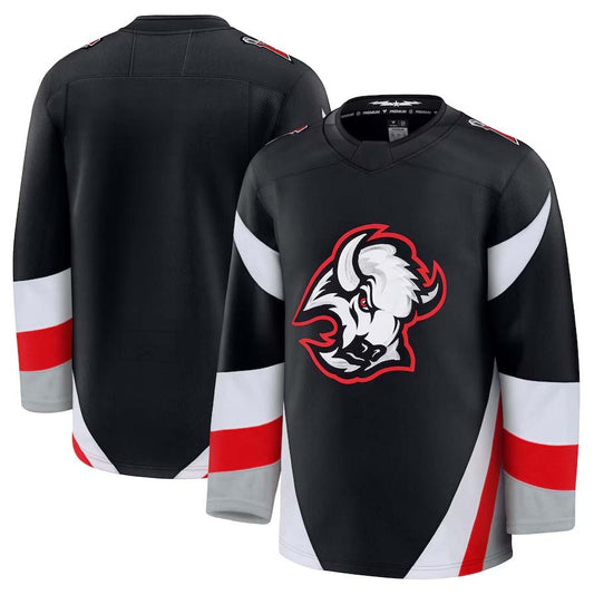 B.Sabres Fanatics Alternate Premium Jersey - Black Stitched American Hockey Jersey UNEC