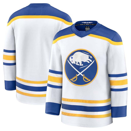 B.Sabres Fanatics Away Premium Jersey - White. Stitched American Hockey Jersey UNEC