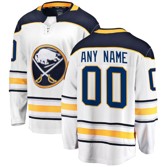 Custom B.Sabres Fanatics Branded Away Breakaway Jersey White Stitched American Hockey Jersey UNEC