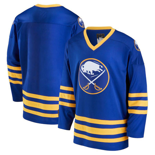 B.Sabres Fanatics Branded Premier Breakaway Heritage Jersey Royal Stitched American Hockey Jersey UNEC