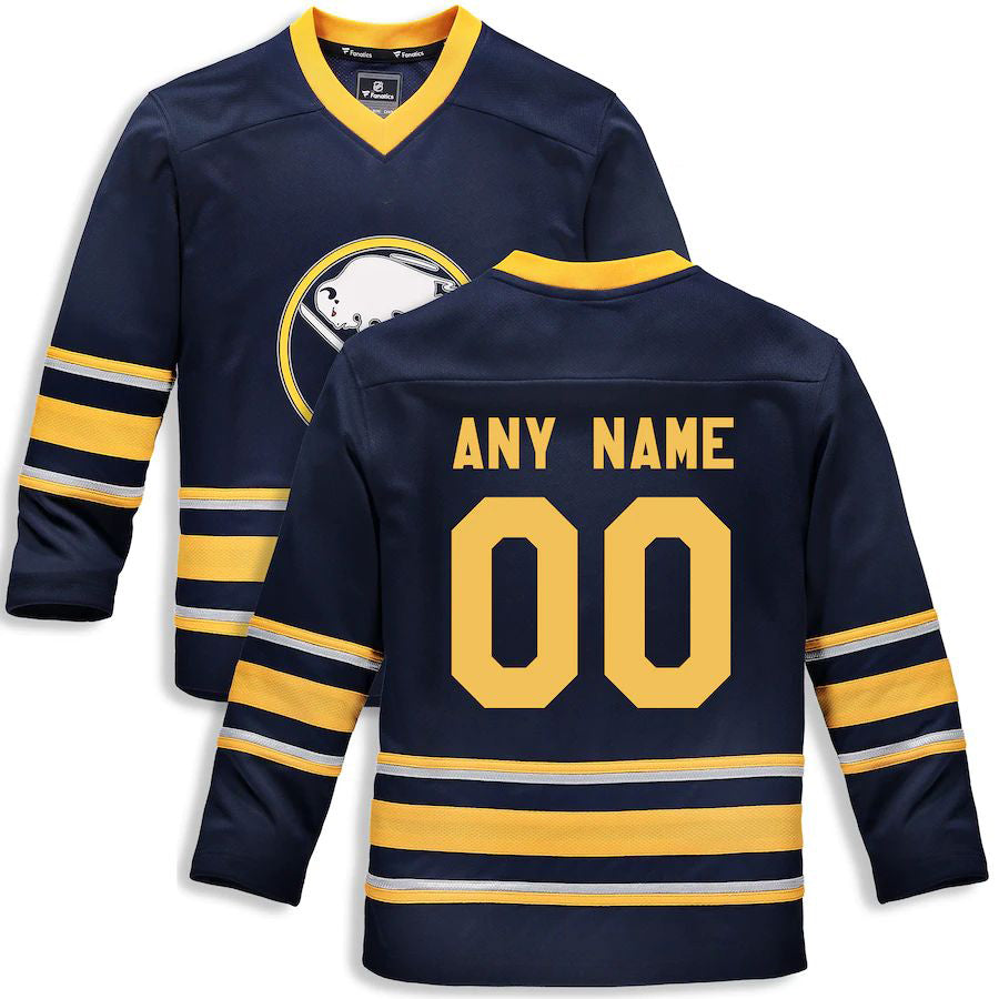 Custom B.Sabres Fanatics Branded Home Replica Custom Jersey Navy Stitched American Hockey Jersey UNEC