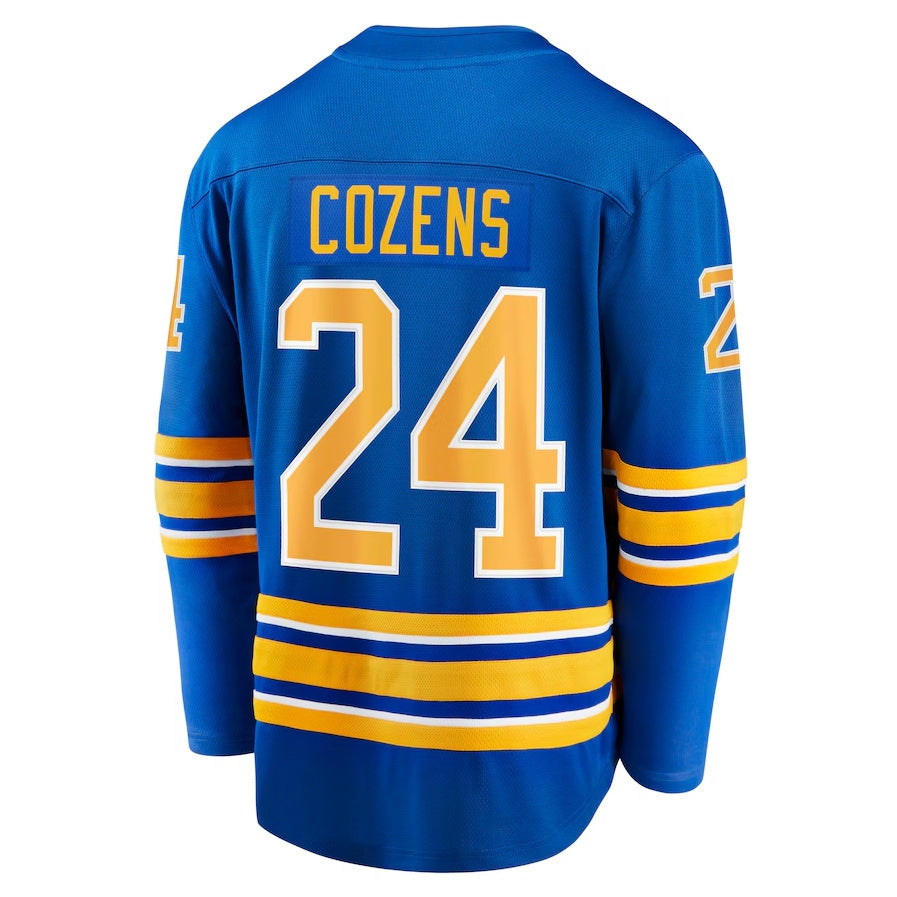B.Sabres #24 Dylan Cozens Fanatics Home Breakaway Player Jersey - Royal Stitched American Hockey Jersey UNEC
