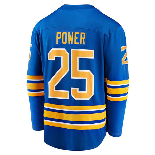 B.Sabres #25 Owen Power Fanatics Home Breakaway Player Jersey - Royal Stitched American Hockey Jersey UNEC