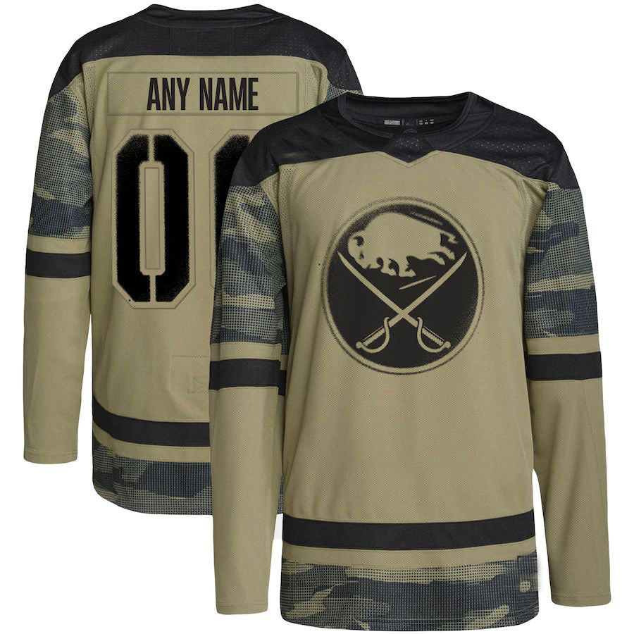 Custom B.Sabres Military Appreciation Team Authentic Practice Jersey Camo Stitched American Hockey Jersey UNEC