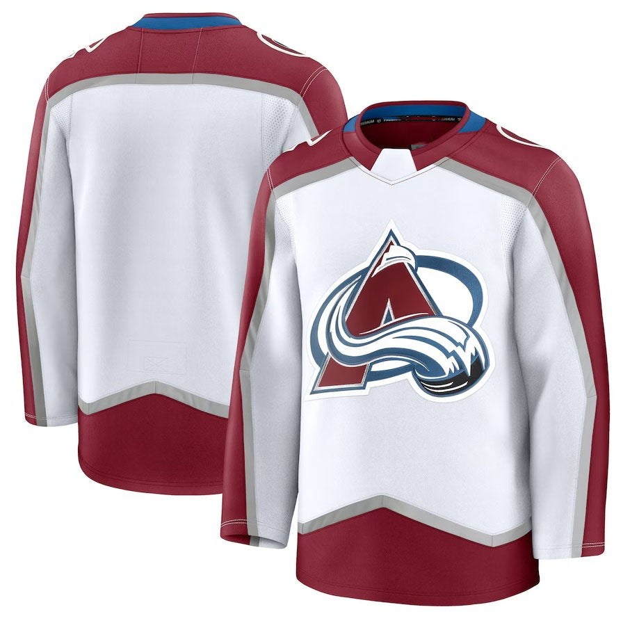C.Avalanche Fanatics Away Premium Jersey - White Stitched American Hockey Jersey UNEC