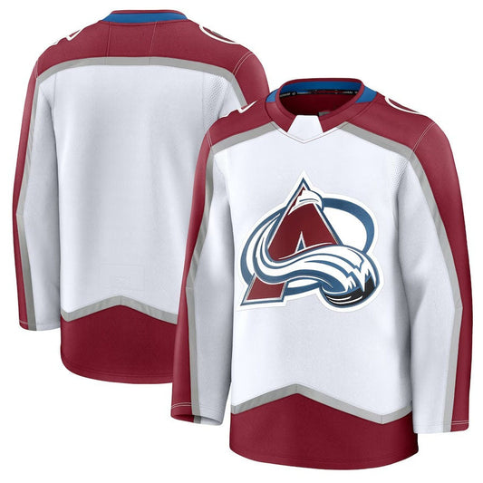 C.Avalanche Fanatics Away Premium Jersey - White Stitched American Hockey Jersey UNEC