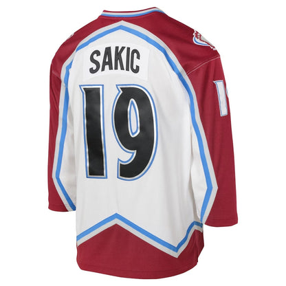 C.Avalanche #19 Joe Sakic Mitchell & Ness 2000 Blue Line Player Jersey - White Stitched American Hockey Jersey UNEC