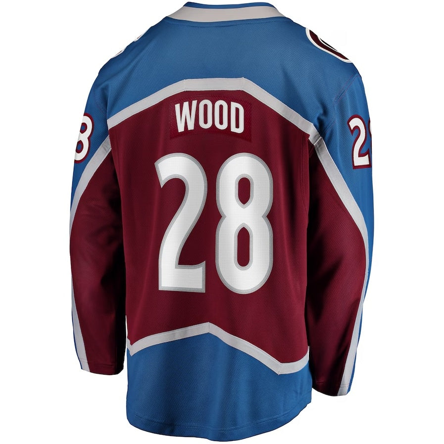 C.Avalanche #28 Miles Wood Fanatics Home Breakaway Jersey - Maroon Stitched American Hockey Jersey UNEC