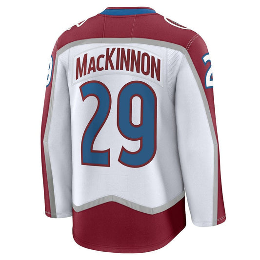 C.Avalanche #29 Nathan MacKinnon Fanatics Away Premium Jersey - White Stitched American Hockey Jersey UNEC