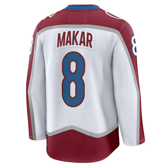 C.Avalanche #8 Cale Makar Fanatics Away Premium Jersey - White Stitched American Hockey Jersey UNEC
