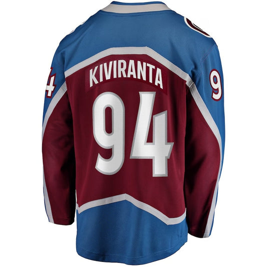 C.Avalanche #94 Joel Kiviranta Fanatics Home Premier Breakaway Player Jersey - Maroon Stitched American Hockey Jersey UNEC