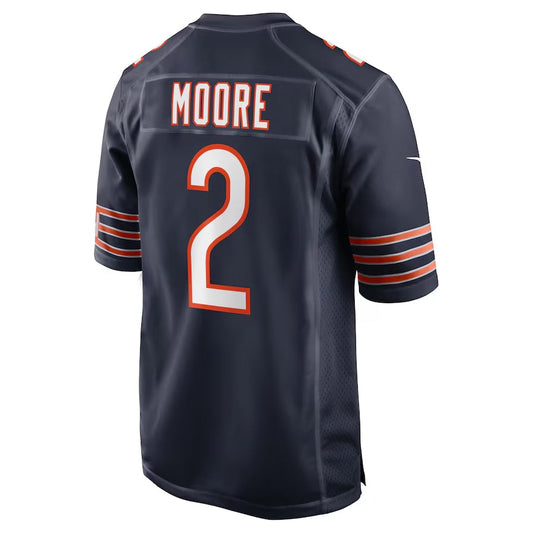 C.Bears #2 D.J. Moore Navy Team Color Game American Football Jerseys