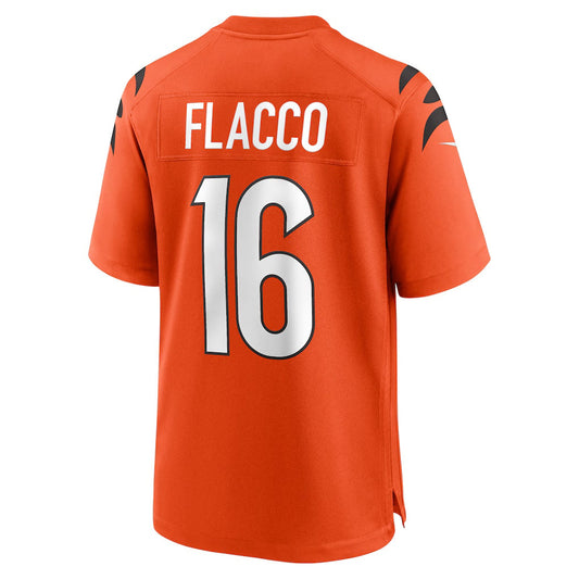 C.Bengals #16 Joe Flacco Orange Alternate Game American Football Jerseys CustomName