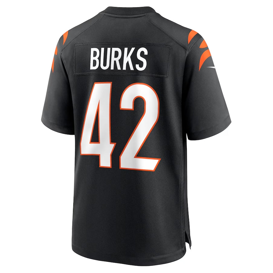 C.Bengals #42 Oren Burks Black Team Game Stitched American Football Jerseys