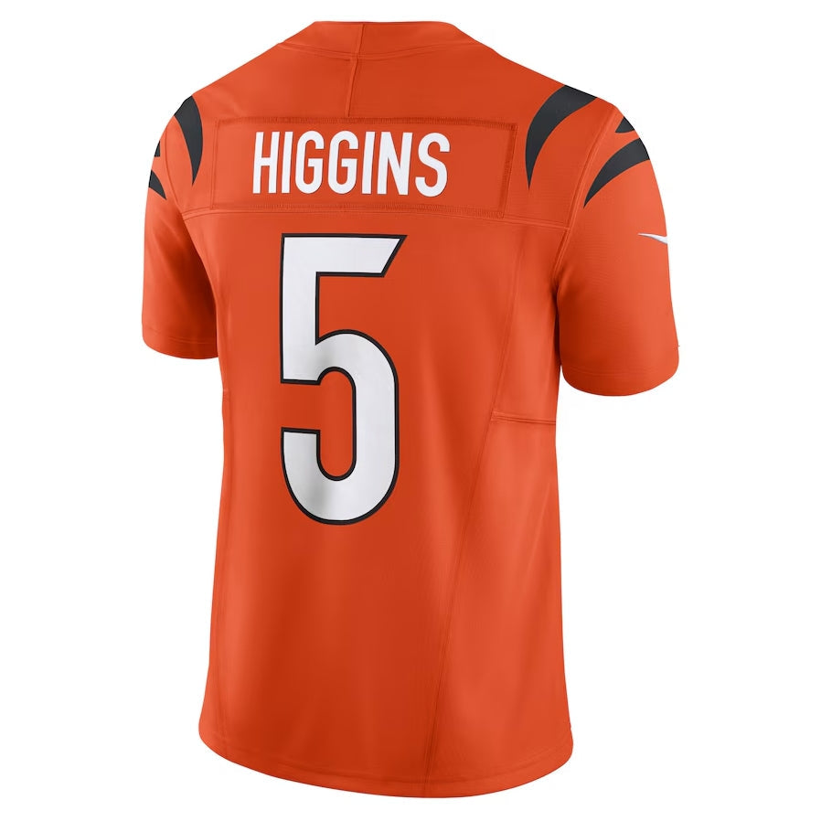 C.Bengals #5 Tee Higgins Orange Vapor F.U.S.E. Limited Stitched American Football Jerseys