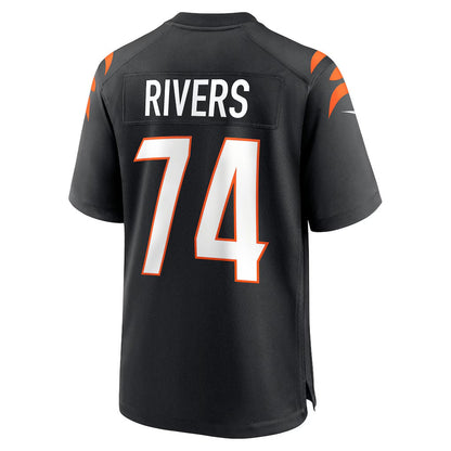 C.Bengals #74 Jalen Rivers Black Team Game American Football Jerseys UNEC