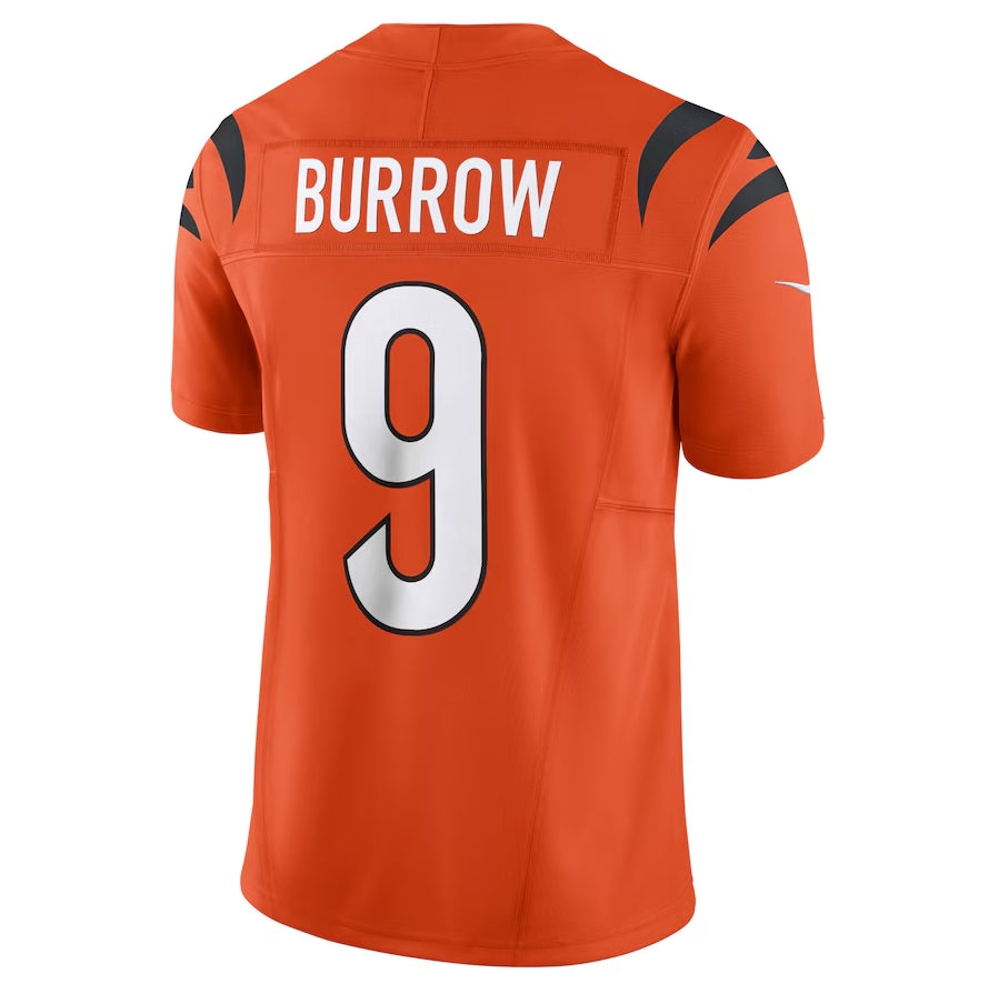 C.Bengals #9 Joe Burrow Orange Vapor F.U.S.E. Limited Stitched American Football Jerseys