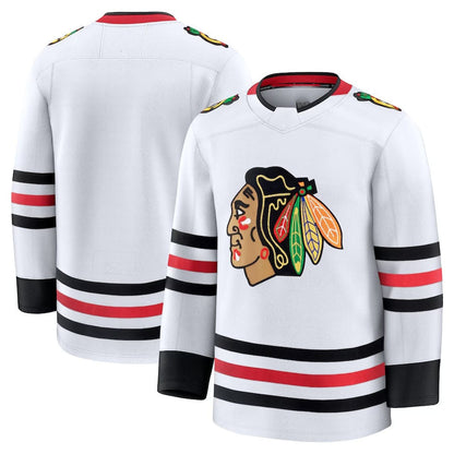 C.Blackhawks Fanatics Away Premium Jersey - White Stitched American Hockey Jersey UNEC