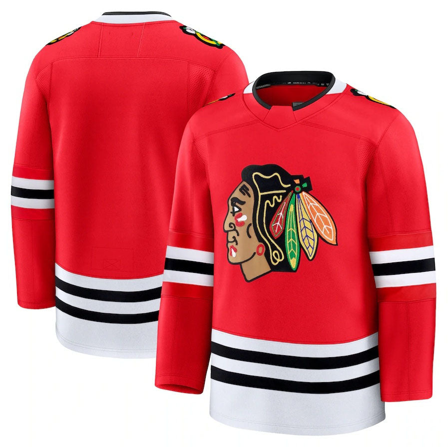 C.Blackhawks Fanatics Home Premium Jersey - Red Stitched American Hockey Jersey UNEC