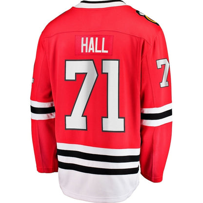 C.Blackhawks #71 Taylor Hall Fanatics Home Breakaway Player Jersey - Red Stitched American Hockey Jersey UNEC