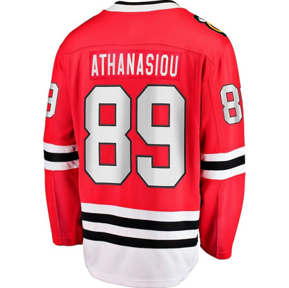 C.Blackhawks #89 Andreas Athanasiou Fanatics Home Breakaway Jersey - Red Stitched American Hockey Jersey UNEC