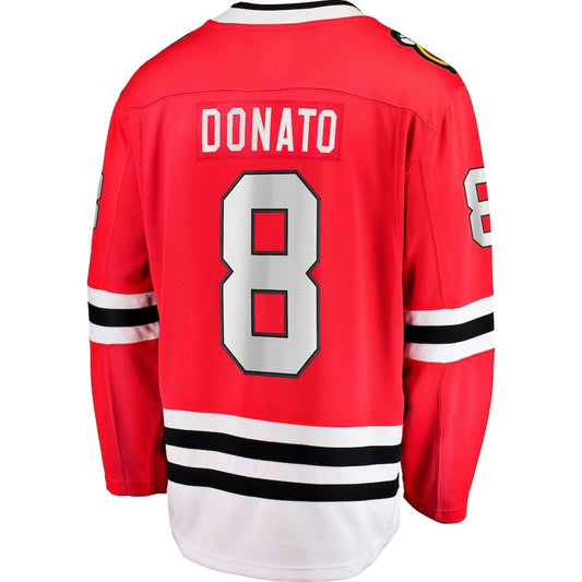 C.Blackhawks #8 Ryan Donato Fanatics Home Breakaway Jersey - Red Stitched American Hockey Jersey UNEC