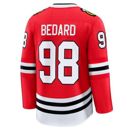 C.Blackhawks #98 Connor Bedard Fanatics Home Premium Jersey - Red Stitched American Hockey Jersey UNEC