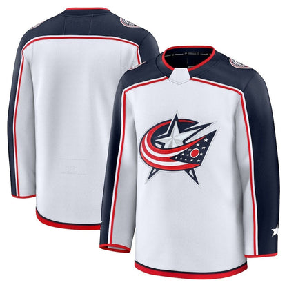 C.Blue Jackets Fanatics Away Premium Jersey - White Stitched American Hockey Jersey UNEC