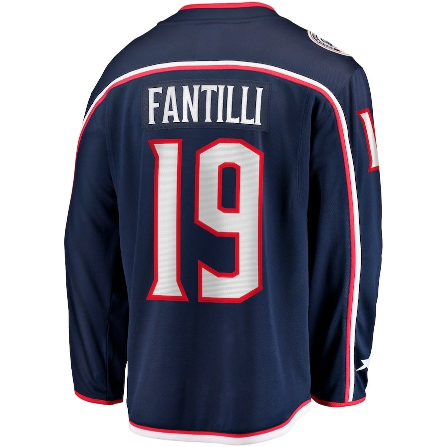 C.Blue Jackets #19 Adam Fantilli Fanatics Home Premier Breakaway Player Jersey - Navy Stitched American Hockey Jersey UNEC