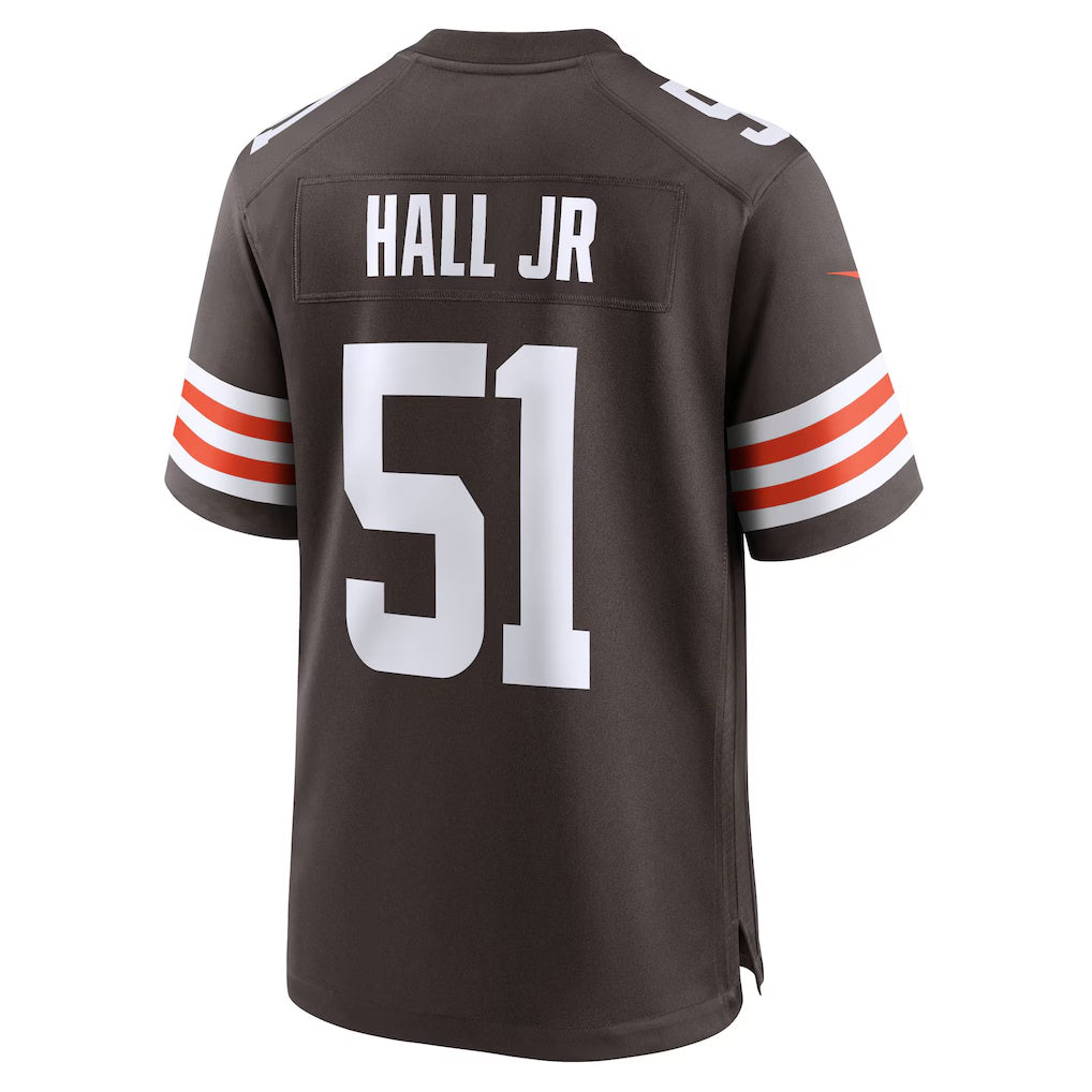 C.Browns #51 Mike Hall Jr. Brown Team Game Stitched American Football Jerseys UNEC