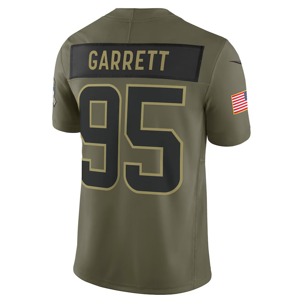 C.Browns #95 Myles Garrett Olive 2025 Salute to Service Limited Stitched American Football Jerseys UNEC