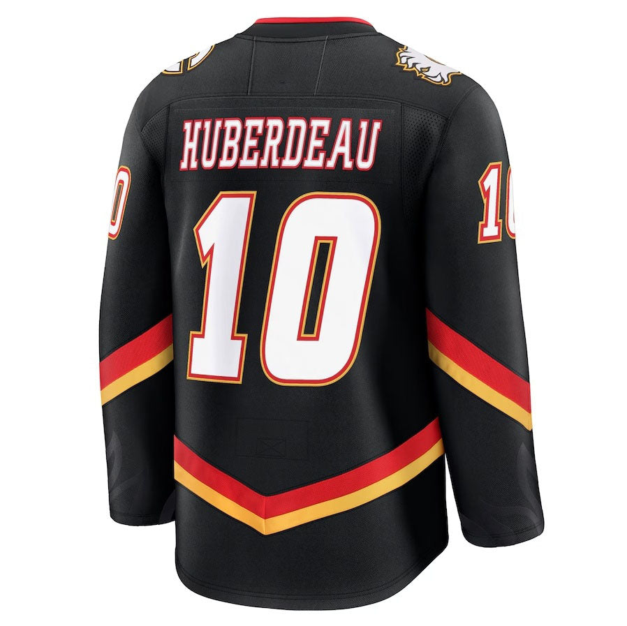 C.Flames #10 Jonathan Huberdeau Fanatics Alternate Premium Jersey - Black Stitched American Hockey Jersey UNEC