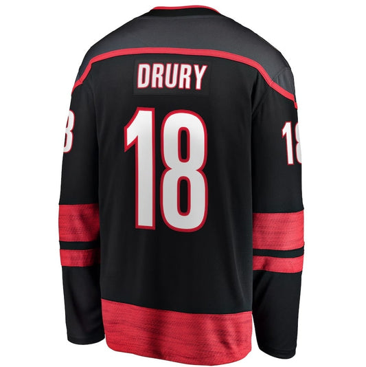 C.Hurricanes #18 Jack Drury Fanatics Home Premier Breakaway Player Jersey - Black Stitched American Hockey Jersey UNEC