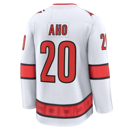 C.Hurricanes #20 Sebastian Aho Fanatics Away Premium Jersey - White Stitched American Hockey Jersey UNEC