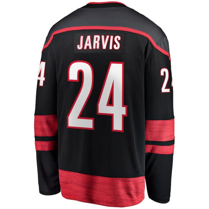 C.Hurricanes #24 Seth Jarvis Fanatics Home Breakaway Jersey - Black Stitched American Hockey Jersey UNEC