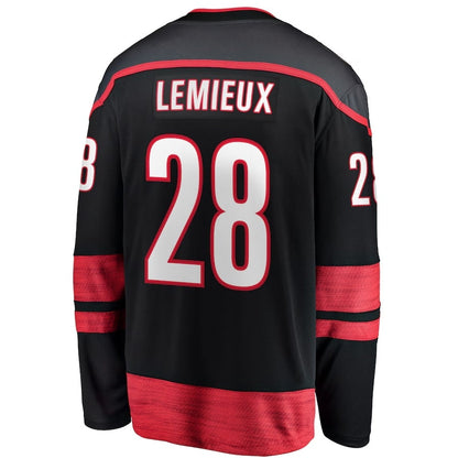 C.Hurricanes #28 Brendan Lemieux Fanatics Home Premier Breakaway Player Jersey - Black Stitched American Hockey Jersey UNEC