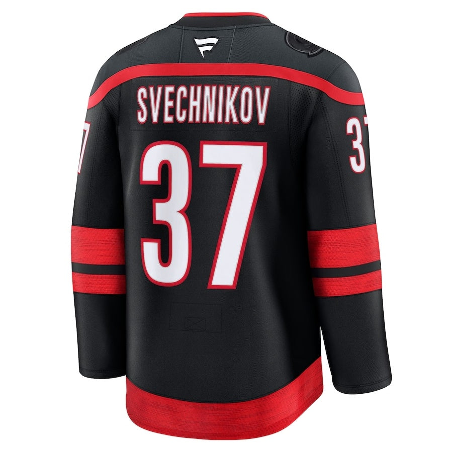 C.Hurricanes #37 Andrei Svechnikov Fanatics Home Premium Jersey - Black Stitched American Hockey Jersey UNEC