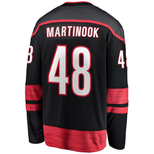 C.Hurricanes #48 Jordan Martinook Fanatics Home Breakaway Jersey - Black Stitched American Hockey Jersey UNEC