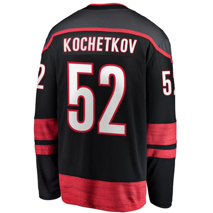 C.Hurricanes #52 Pyotr Kochetkov Fanatics Home Premier Breakaway Player Jersey - Black Stitched American Hockey Jersey UNEC